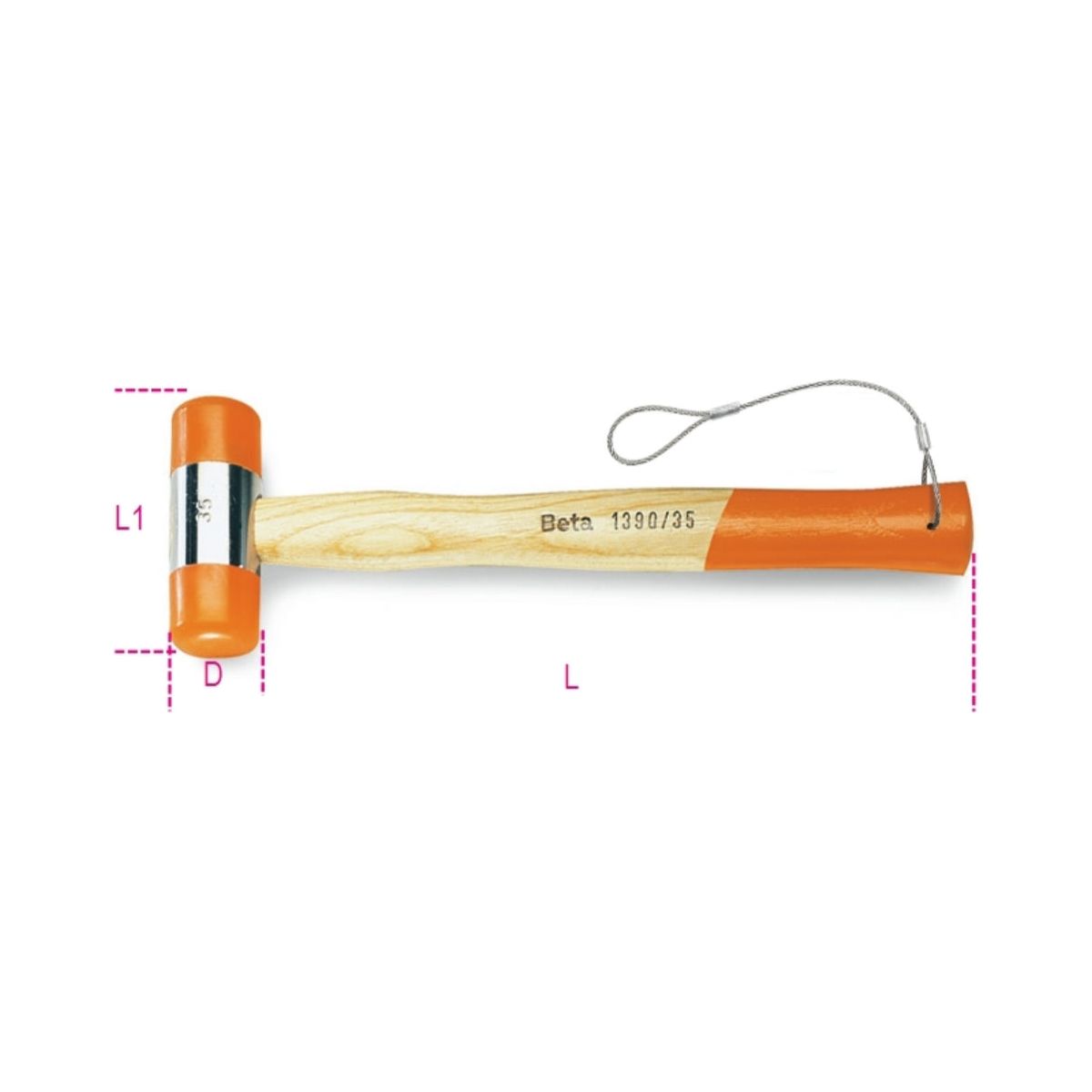 Maillet à embouts nylon, manche en bois H-SAFE 1390HS 45