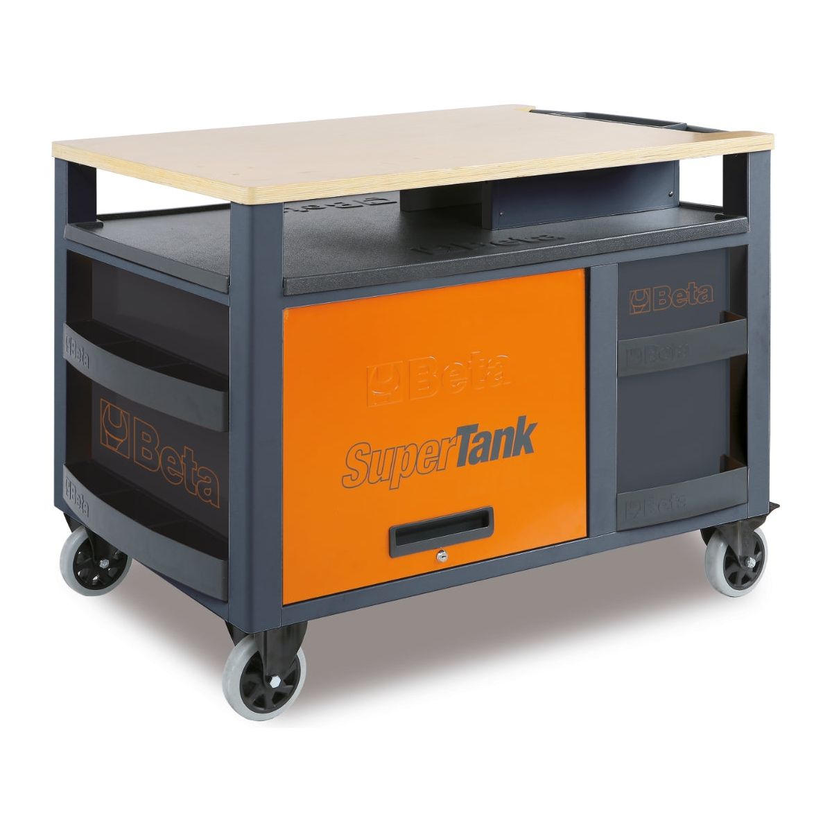 Etabli mobile SuperTank avec plan de travail en bois et 10 tiroirs RSC28-A
