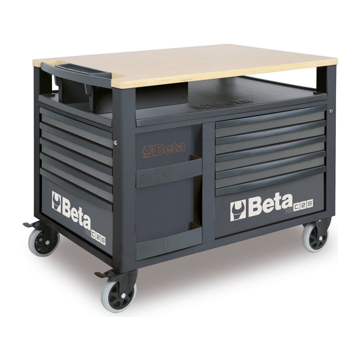 Etabli mobile SuperTank avec plan de travail en bois et 10 tiroirs RSC28-A