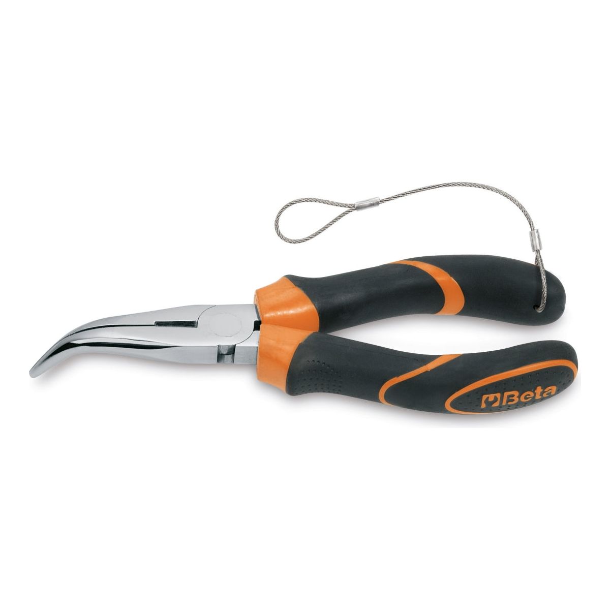 Pince à becs coudés demi-ronds longs striés branches gainées confort bi-matières H-SAFE 1168BM-HS 200