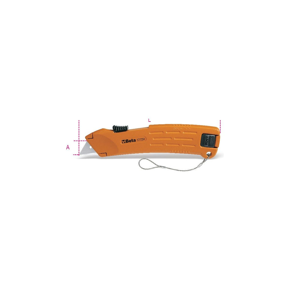 Cutter de sécurité à lame rétractable, avec 2 lames H-SAFE 1772H-HS