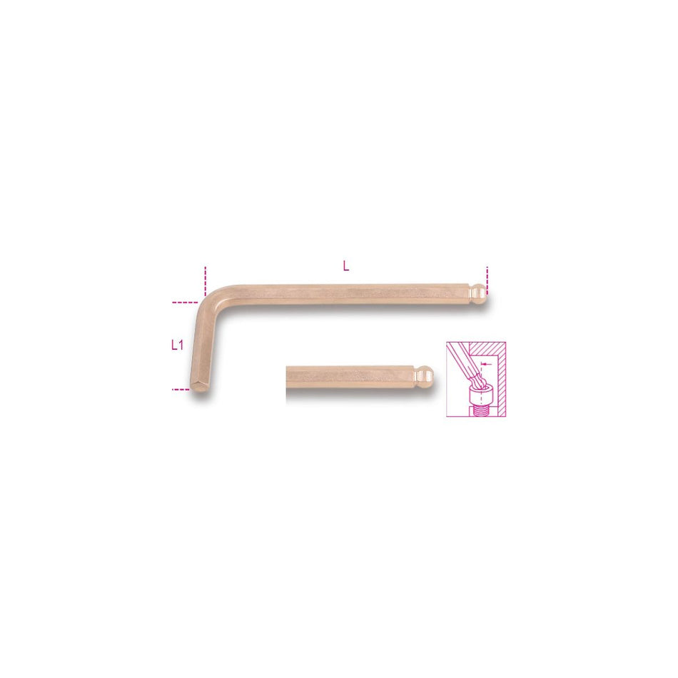 Clé mâle 6 pans coudée à tête sphérique, antidéflagrante 96BA/BP 2,5