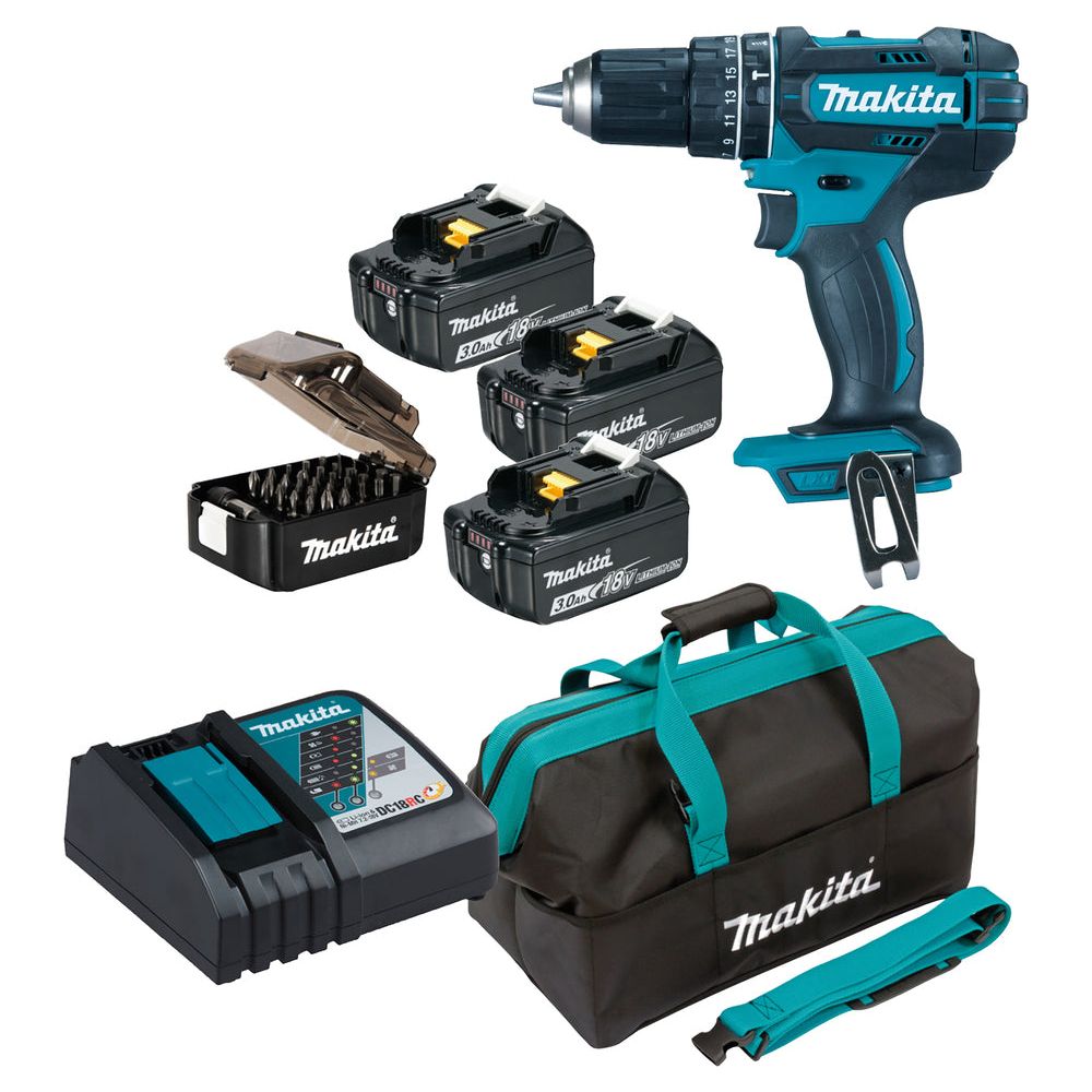 SET Perceuse frappeuse avec accessoires LXT Makita 18V • 62 Nm • 0 – 1 900 min⁻¹