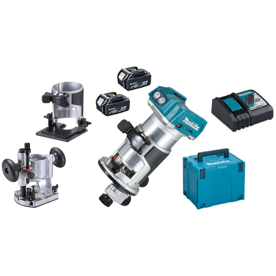 SET 18V Affleureuse Makita 18V • 1/4" 6 / 8 mm (avec accu)
