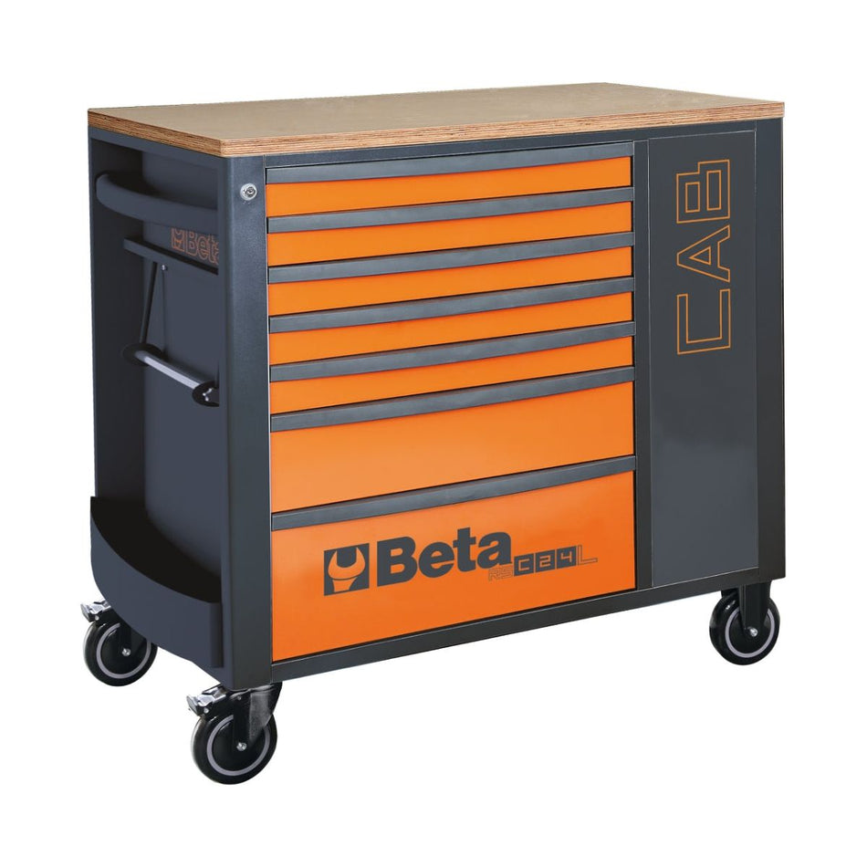 Servante mobile avec 7 tiroirs coffre et étagères latérales RSC24L-CAB/A