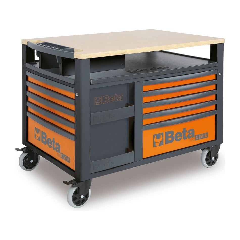 Etabli mobile SuperTank avec plan de travail en bois et 10 tiroirs RSC28-A