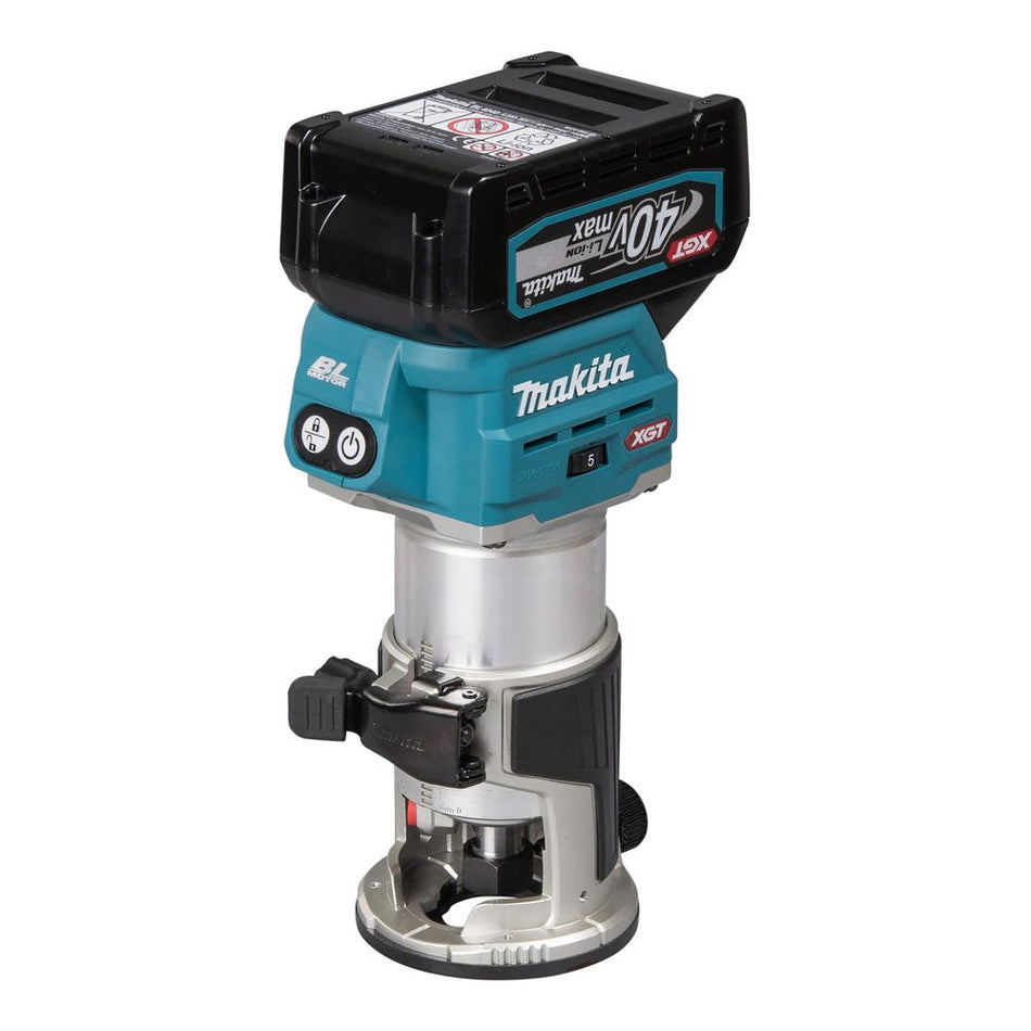 Affleureuse XGT Makita 40Vmax • 6 mm / 8 mm • 10 000 – 31 000 min⁻¹ (avec accu)