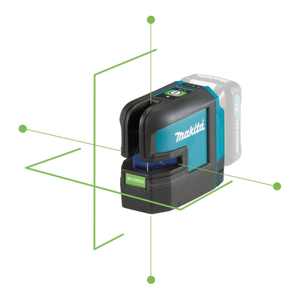 Laser line croix + 4 points CXT Makita 12V max • 25 m • Vert